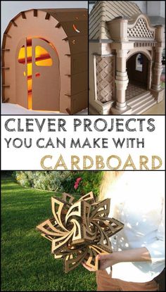 several different pictures with the words clever projects you can make with cardboard