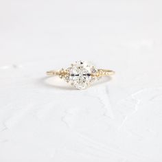 |1ct.|14k Yellow Gold Snowdrift Ring, Handcrafted Engagement Ring, Melanie Casey, Dream Engagement Rings, Yellow Gold Setting, Three Stone Engagement, Three Stone Engagement Rings, Oval Cut Diamond, Oval Diamond