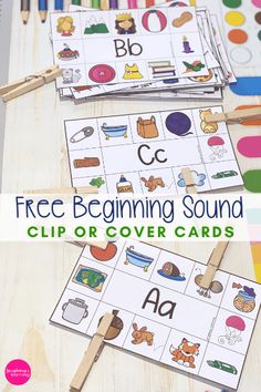 free beginning sound clip or cover cards for kids to practice their handwriting and writing skills