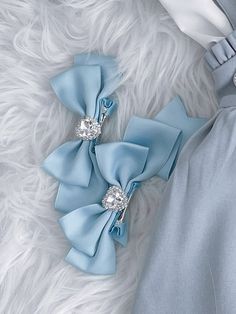 The price is for a pair of hairclips only, others are not included. Kawaii Hair Accessories, Kawaii Blue, Baby Blue Aesthetic, Kawaii Hairstyles, Outfit Collage, Dress Shorts