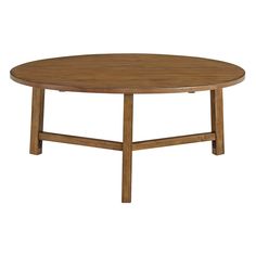 an oval wooden table with two legs and a round top, on a white background