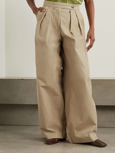 DRIES VAN NOTEN Pleated cotton-gabardine pants | NET-A-PORTER Gabardine Pants, Matching Separates, Floral Dresses Short, Sport Swimwear, Sports Skirts, Swimsuit Dress, Bag Dress, Dries Van Noten, Dress Trousers