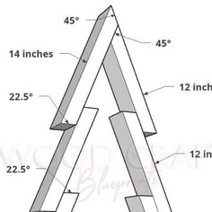 a wooden triangle is shown with measurements for the top and bottom pieces, including two sides