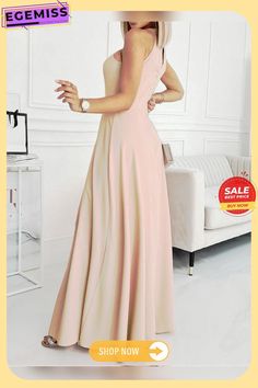 Solid Color Sleeveless Waist Dress Dress Full Skirt Non-stretch Sleeveless Maxi Dress For Spring, Non-stretch Pink Dresses, Beige Solid Color Maxi Dress For Party, Pink Non-stretch Dresses, Chic Sleeveless Chiffon Dress, Non-stretch A-line Maxi Dress For Summer, Sleeveless Beige Spring Dress, Beige Sleeveless Chiffon Dress, Summer A-line Maxi Dress Non-stretch