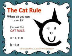 the cat rules are written in red and black on a blue background with an orange border