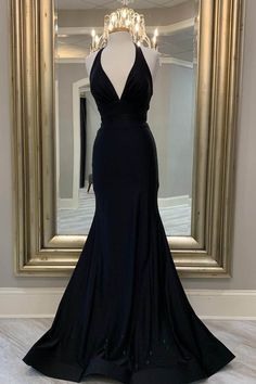 Mermaid Halter Black Long Prom Dress Formal Prom Dresses Long, Mermaid Evening Gown, Long Formal Dress, Black Mermaid, Prom Dress Inspiration, Cute Prom Dresses, Black Prom, Pretty Prom Dresses, Formal Dresses For Women