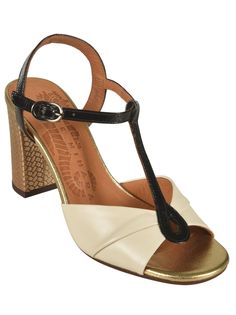 Biagio Sandals from Chie Mihara Elegant T-strap Slingback Sandals With Removable Insole, Spring Gold Sandals With Contrasting Heel Counter, Gold Open Toe Sandals With Contrasting Heel Counter, Elegant T-strap Sandals With Heel Strap For Beach, Elegant T-strap Sandals For Beach With Heel Strap, Elegant T-strap Sandals For Beach, Evening Sandals With Padded Heel And T-strap, Gold Leather T-strap Heels, Gold T-strap Leather Heels