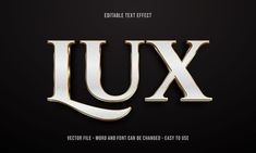 the letter ux is made up of gold and silver letters on a black background