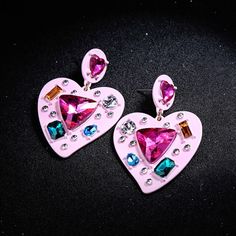 New With Tags. Swarovski Pink Earrings. Medium Weight. Princess Perfect. The Jeweler Applied Genuine Swarovski Crystals To This Item. It Is Not Made By Swarovski. Swarovski Heart Earrings, Castle Jewelry, Swarovski Heart, Jewelry Swarovski, Pink Earrings, Heart Earrings, Medium Weight, Swarovski Crystals, Castle