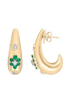 Emerald Kyoto Earrings JEWELRYFINE JEWELEARRING MOKSH Formal Yellow Gold Diamond And Emerald Earrings, Fine Jewelry Emerald Diamond Earrings, Emerald Yellow Gold Diamond Earrings Fine Jewelry, Emerald Yellow Gold Diamond Earrings, Elegant Yellow Gold Emerald Hoop Earrings, Elegant Emerald Yellow Gold Hoop Earrings, Yellow Gold Diamond Earrings With Emerald, Yellow Gold Emerald Diamond Earrings, Emerald Gemstone Earrings In Yellow Gold