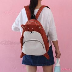 Qteee - Premium Pug Fox Animal Print Backpack Casual Animal Design Shoulder Bag For School, Casual School Shoulder Bag With Animal Design, Cute Animal Design Standard Backpack, Back To School Backpack With Animal Design, Novelty Backpack For Daily Use, Back To School Student Backpack With Animal Design, Novelty Standard Backpack For Daily Use, Back To School Backpack With Animal Design For Students, Student Backpack With Animal Design For Back To School