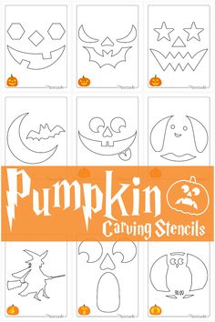 pumpkin carving stencils for kids to make with their own hands and face shapes