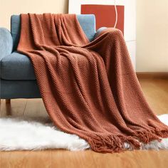 Fall rust throw banket Corn Grain, Nordic Sofa, Knit Blankets, Waffle Blanket, Knit Throw Blanket, Acrylic Fiber, Sofa Blanket, Soft Bedding, Winter Stil