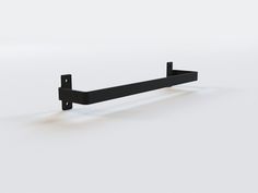 a black metal shelf on a white background