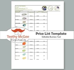 the price list template for teeth and mustaches