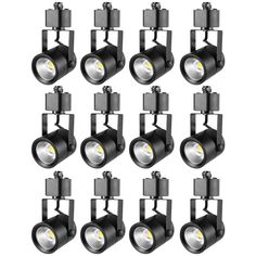 12 pack of black track lights on white background