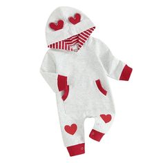 HEARTS Hoody Jumpsuit - Hazel & Bo Family Matching Long Sleeve Onesie For Playtime, Playful Long Sleeve Jumpsuits And Rompers For Playtime, White Long Sleeve Jumpsuits And Rompers For Playwear, Playful Long Sleeve Jumpsuits And Rompers For Playwear, Playful White Long Sleeve Jumpsuits And Rompers, White Long Sleeve Playful Jumpsuit, Long Sleeve Onesie For Winter Playtime, Long Sleeve Onesie For Playtime In Winter, Playful Cotton Long Sleeve Jumpsuits And Rompers