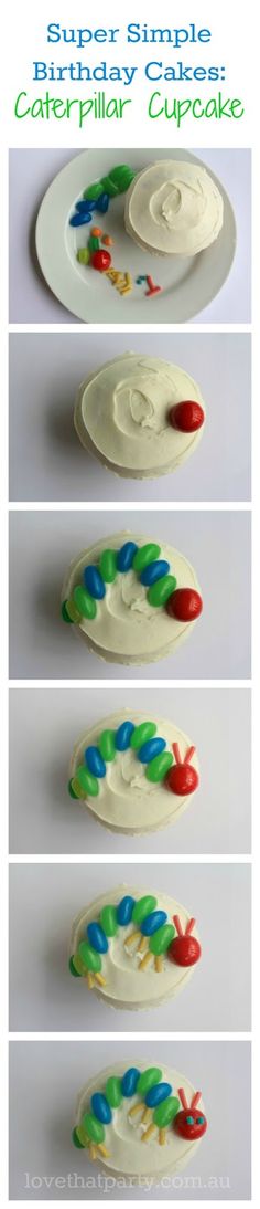 the very hungry caterpillar cupcakes are ready to be eaten and served