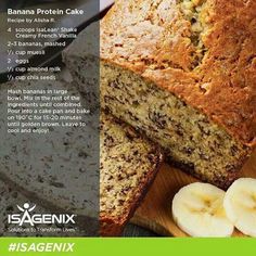 banana protein cake is shown with sliced bananas