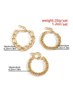 UOOZEE Gold Metal Chain Bracelet With Adjustable Chain, Gold Metal Chain Bracelet For Party, Adjustable Gold Bracelet With Chunky Chain, Gold Metal Charm Bracelet With Chain, Adjustable Gold Chunky Chain Charm Bracelet, Adjustable Gold Charm Bracelet With Chunky Chain, Adjustable Gold Chunky Chain Bracelet, Trendy Gold Adjustable Chain Bracelet, Trendy Gold-plated Chain Bracelet