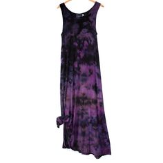 "You'll love this tie-dye maxi dress from Masha Apparel. Made from extremely soft and comfortable cotton, this long tie-dye maxi dress features beautiful drapey sleeves and a flattering classic relaxed fit. The purple and violet blooms create a unique print that makes it easy to pair with simple tights and booties for everyday wear. Sizing (in inches): Bust: S: 36\" M: 38\" L: 40\" XL: 42\" 2XL: 45\" 3XL: 48\"  Made and Dyed in Toronto, Canada." Cotton Boho Dress, Goddess Maxi Dress, Tye Dye Dress, Stylish Maxi Dress, Floor Length Maxi Dress, Boho Hippie Dress, Balloon Dress, Green Tie Dye, Bamboo Clothing