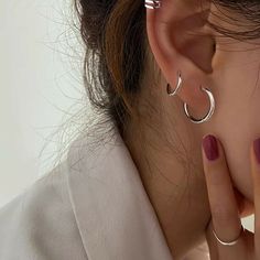 316L Surgical Steel Small Round Huggie Hoop Earrings For Women Size 8-20mm 2Pcs | eBay Trendy Silver Hoop Cartilage Earrings, Silver Hoop Ear Cuff With Ear Wire, Small Silver Hoop Earrings, Daily Jewelry, Ear Rings, Black Earrings, Huggie Hoop Earrings, Silver Hoops, Silver Hoop Earrings