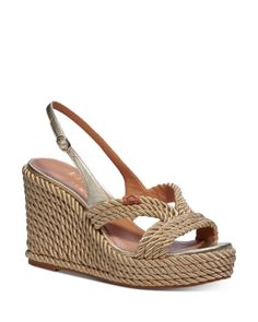 kate spade new york Women's Tahiti Slip On Slingback Esapdrille Sandals Strappy Wedges, Pale Gold, Platform Wedge Sandals, Platform Wedge, Brown Sandals, Block Heels Sandal, Wedge Sandal, Sandal Women, Espadrilles Wedges