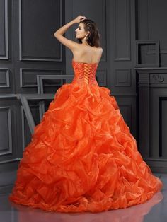 Ball Gown Sweetheart Beading Sleeveless Long Organza Quinceanera Dresses Fitted Sleeveless Quinceanera Dress For Debutante Ball, Sleeveless Evening Dress For Quinceanera, Princess Style Sleeveless Ball Gown For Debutante Ball, Sleeveless Princess Ball Gown For Debutante Ball, Sleeveless Quinceanera Dress For Debutante Ball, Sleeveless Sweet 16 Prom Dress, Sleeveless Gown For Quinceanera And Prom Season, Sleeveless Evening Dress With Fitted Bodice For Quinceanera, Sleeveless Orange Evening Dress For Wedding