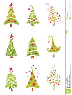 christmas trees with different designs on them