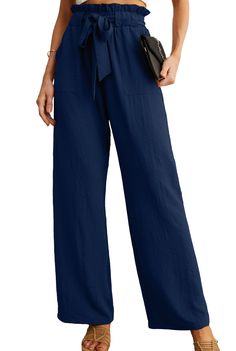 PRICES MAY VARY. Breathable Material：100% Polyester. These wide-leg pants are for women that are not see-through, Super soft, Lightweight, flowy, and skin-friendly, Ensuring maximum comfort and coolness. Stylish and comfortable： Wide Leg Lounge Pants with Pockets are a perfect combination of style and comfort, High-waisted design tie-knot provides ample coverage, and the adjustable tie-knot allows for maximum comfort and a customized fit. The method of these wide-leg pants makes them suitable fo Paperbag Hose, Yoga Outdoor, Ladies Trousers, Belt Wide, Wide Leg Lounge Pants, Loose Fitting Pants, Palazzo Trousers, Adjustable Knot, Womens Wide Leg Pants