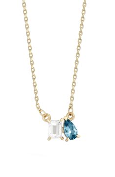 An easy-to-wear pendant necklace will add significant polish to even your most casual ensembles. 17 1/2" length; 3/8"W x 1/4"L pendant 14k gold/London blue topaz/white topaz Made in Turkey Couple Birthstone Necklace, Luxury Topaz Birthstone Necklace, Gift Gold Necklace With Blue Topaz, Gold Blue Topaz Birthstone Necklace For Gift, Topaz Pendant Necklace For Gifting, Light Blue Topaz Pendant Necklace, Topaz Necklace, London Blue Topaz, London Blue