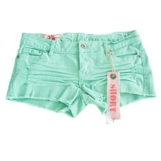 New With Tags, First Kiss Juniors Size 7 Mint Green Shorts. Measures Flat Approx. 16 Inches Across The Top And 10 Inches Long With A 2.5 Inch Inseam. 98% Cotton, 2% Spandex. In Excellent Condition, See Photos. These Shorts Are Kept In A Happy Pet Friendly, Smoke Free Home. Thank You! Green Stretch Jean Shorts, Trendy Green Stretch Jean Shorts, Trendy Green Shorts With Short Legs, Fitted Green Jean Shorts With Pockets, Trendy Green Short Leg Shorts, Casual Stretch Green Jean Shorts, Green Summer Jean Shorts, Green Mid-rise Shorts For Summer, Fitted Green Jean Shorts For Summer