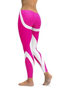 If you want to stand out in the gym, yoga or out and about and during the summer, winter, fall or spring than these Pink Honeycomb Carbon White Leggings will do the trick. It's almost as if white background makes the color pink stand out even more. Breathable Pink Sports Tights, Pink Moisture-wicking Tights For Training, Pink Moisture-wicking Training Tights, Pink Moisture-wicking Running Tights, Sporty Pink Breathable Tights, White Breathable Yoga Pants, Moisture-wicking Pink Running Tights, White Stretch Breathable Yoga Pants, Sporty Pink Training Tights