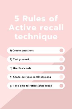 the five rules of active recall technique for students to learn how to use their skills