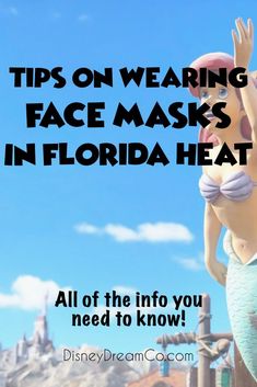 a mermaid statue with the words tips on wearing face masks in florida heat