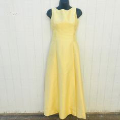 Beautiful Vintage Yellow Floor Length Formal Dress / Gown By Neiman Marcus. No Fabric Label But Feels Like Silk To Me. Stains Under Arm And On Back (See Pics) Zips Up Back With Plastic Zipper. Scoop Neck. All Measurements Taken Flat: Bust - 15 Inches Waist - 12 Inches Hip - 16 Inches Length - 50 Inches ****Cat Friendly Home Yellow Floor, Formal Dress Gown, Formal Dresses Gowns, Fabric Labels, Formal Gown, Dress Gown, Cat Friendly Home, Cat Friendly, Vintage Yellow