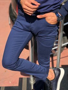 Mason Slim-Fit Pants Indigo-baagr.myshopify.com-Pants-BOJONI Indigo Pants, Color Clothes, Indigo Colour, Slim Fit Pants, Navy Pants, Cotton Pants, Workout Pants, Mens Clothing Styles, Casual Sneakers