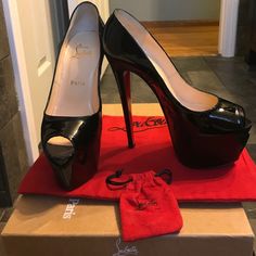 Christian Louboutin, Highness, Size 37, Never Worn Louboutin Platform Heels, Christian Louboutin Flats, Christian Louboutin Iriza, Christian Louboutin Pigalle Follies, Black Patent Leather Shoes, Christian Louboutin Pigalle, Cute Shoes Heels, Christian Louboutin So Kate, Fun Heels