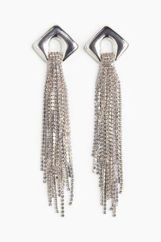 Shiny earrings in metal with a cascade of sparkling rhinestone chains in various lengths. Shiny Earrings, M Jewelry, Accessories Jewelry Earrings, Metal Earrings, Earrings Color, Chain Earrings, Gold Earrings Studs, Women Accessories Jewelry, Long Earrings