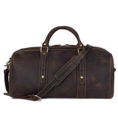 Leather Weekender Bag for Men Full-Open Classic Large Capacity Duffle Bag For Trip, Leather Duffle Bag With Top Carry Handle For Trip, Brown Gym Bag With Luggage Sleeve For Weekend Trips, Casual Leather Weekender Bag With Top Carry Handle, Casual Brown Duffle Bag For Weekend Trips, Casual Weekender Travel Bag, Brown Duffle Bag With Top Handle For Weekend Trips, Brown Gym Bag With Large Capacity For Daily Use, Classic Shoulder Travel Bag For Weekend Trips