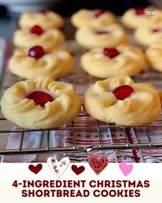 four ingredient christmas shortbread cookies on a cooling rack