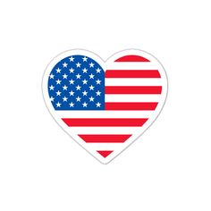 an american flag heart shaped sticker on a white background with space for your text