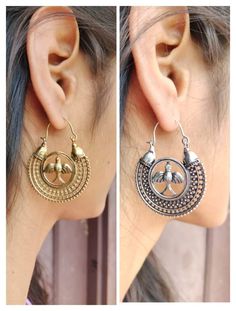 "Big Mandala hoop earring, Bird Earring , Big Earring, Round Earring, Indian Jewelry, Mandala hoop earrings, Gifts for her, Mothers day gifts Metal:- Brass Handmade jewelry ❥ Customers satisfaction is our biggest priority, please contact us with any questions/queries for future or existing orders, and we will do our best to make sure you are happy with your order. ❥Please make sure to add the correct address during check out. You can return your purchased item within 15 days after successful del Oxidized Finish Chandbali Hoop Earrings, Oxidized Finish Hoop Earrings As Gift, Oxidized Round Hoop Earrings As Gift, Gift Hoop Earrings With Oxidized Finish, Brass Chandbali Hoop Earrings, Round Metal Danglers For Pierced Ears, Chandbali Hoop Earrings With Oxidized Finish For Gift, Oxidized Finish Hoop Earrings For Gifts, Nickel-free Danglers As A Gift