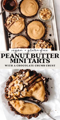 peanut butter mini tarts with chocolate crumb crust