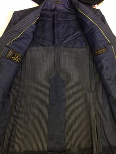 "C44 This is a Medium Weight jacket. LINING (Full or Partial): P Rear vents:1 Measurements Chest: (Across chest armpit to armpit, doubled): 42 Overall Length:31.5 Sleeves (From outer edge of shoulder to outer cuff of sleeve): 26 Shoulders (Across top of Shoulders): 19 Condition: Pre-owned : Seller Notes: \"Excellent condition; worn occasionally and well" Blue Tailored Long Sleeve Nehru Jacket, Pinstripe Outerwear With Suit Collar For Office, Tailored Blue Nehru Jacket With Long Sleeves, Tailored Blue Nehru Jacket, Blue Sport Coat With Lapel Collar For Office, Formal Pinstripe Outerwear With Pockets, Fitted Single Breasted Nehru Jacket With Long Sleeve, Fitted Pinstripe Outerwear For Semi-formal Occasions, Business Casual Blue Tweed Jacket With Pockets