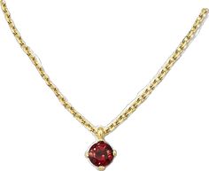 Elegant Yellow Gold Garnet Necklace, Elegant Ruby Necklace With Delicate Chain, Fine Jewelry Yellow Gold Garnet Necklaces, Red Garnet, Kendra Scott, Gold Vermeil, Garnet, 18k Gold, Pendant Necklace