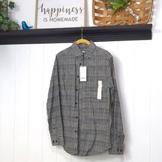 Nwt Goodfellow Plaid Button Down Size Small Button Down Has A Pocket 22 Across 28 Long Gray Button-up Shirt For Work, Gray Fall Shirt With Button Closure, Gray Workwear Shirt With Buttons, Gray Buttoned Shirt For Work, Gray Relaxed Fit Shirt With Buttons, Fall Business Casual Shirt With Buttons, Gray Shirt With Button Closure For Fall, Fall Business Casual Shirt, Business Casual Shirt For Fall