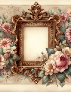 an ornate frame with flowers painted on it