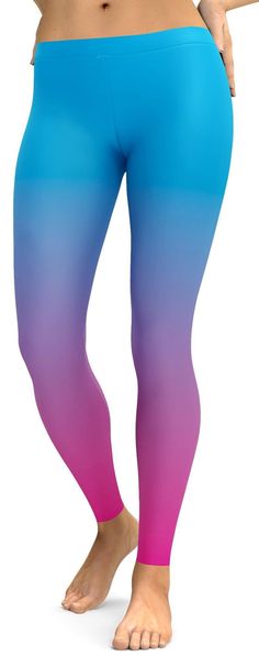 Next to our Ombre Pink to Blue Leggings we now created these Ombre Blue to Pink Leggings. If your prefer Blue over Pink, but you love both colors than you need these because your legs start off in blue and end in Pink. You can pair these with pastel blue, white, black or pink sneakers, heels or boots and top. Trendy Blue Yoga Pants, Blue Full Length Yoga Pants For Spring, Trendy High Waist Blue Leggings, Sporty Blue Leggings For Spring, Multicolor Bottoms For Pilates, Blue Full-length Bottoms For Pilates, Blue High Waist Casual Tights, Blue Full-length Leggings For Pilates, Light Blue Casual Yoga Leggings