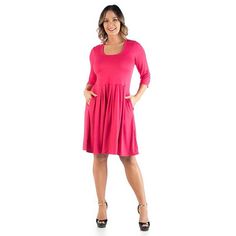 Plus Size 24Seven Comfort Apparel Fit and Flare Dress Trendy Plus Size Dresses, Business Casual Dresses, Miss Dress, Plus Size Fits, Trendy Plus Size, Plus Size Dress, Just In Time, Fit And Flare Dress, Knee Length Dress